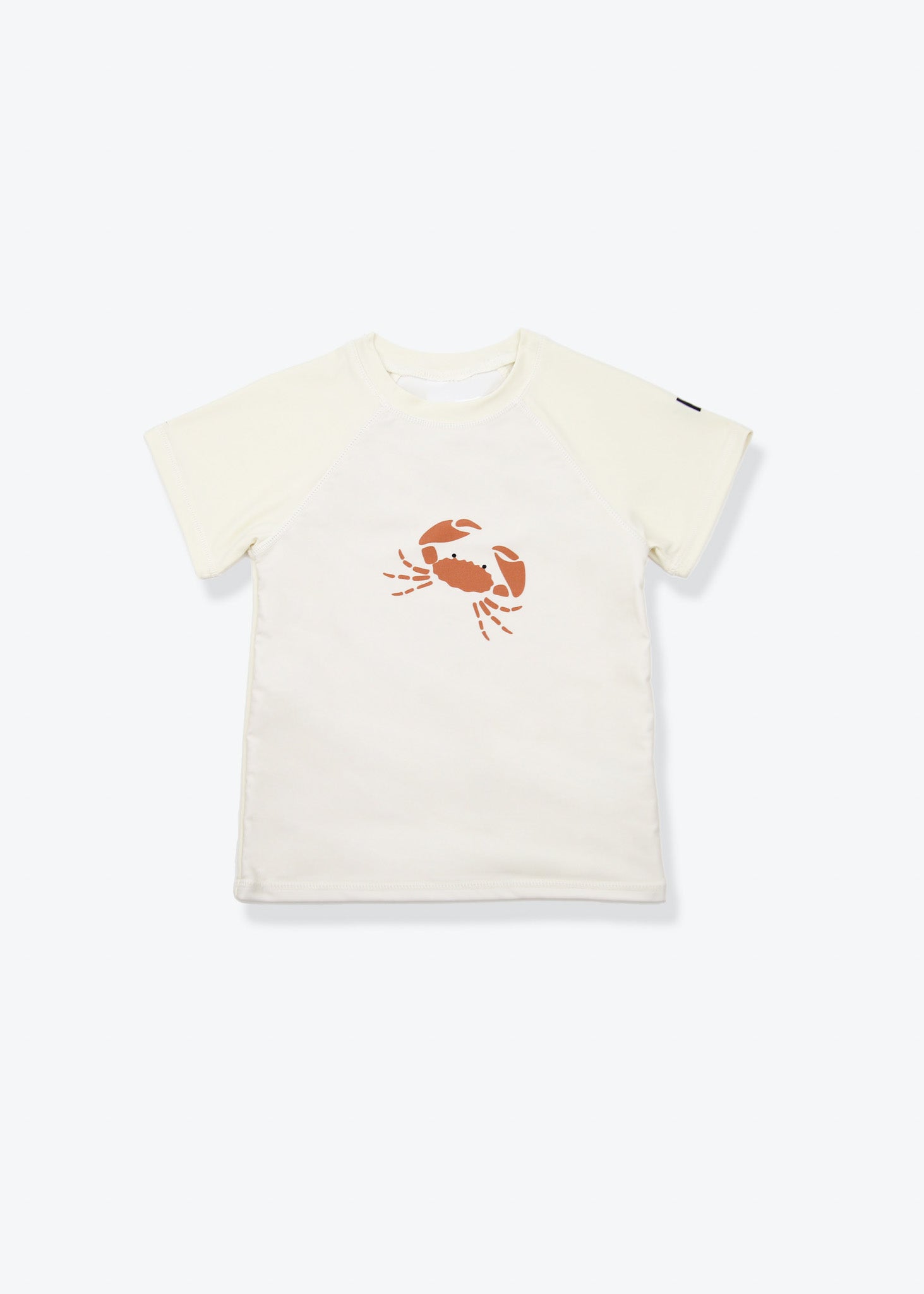 Kids crab-print short sleeve rashguard – front view