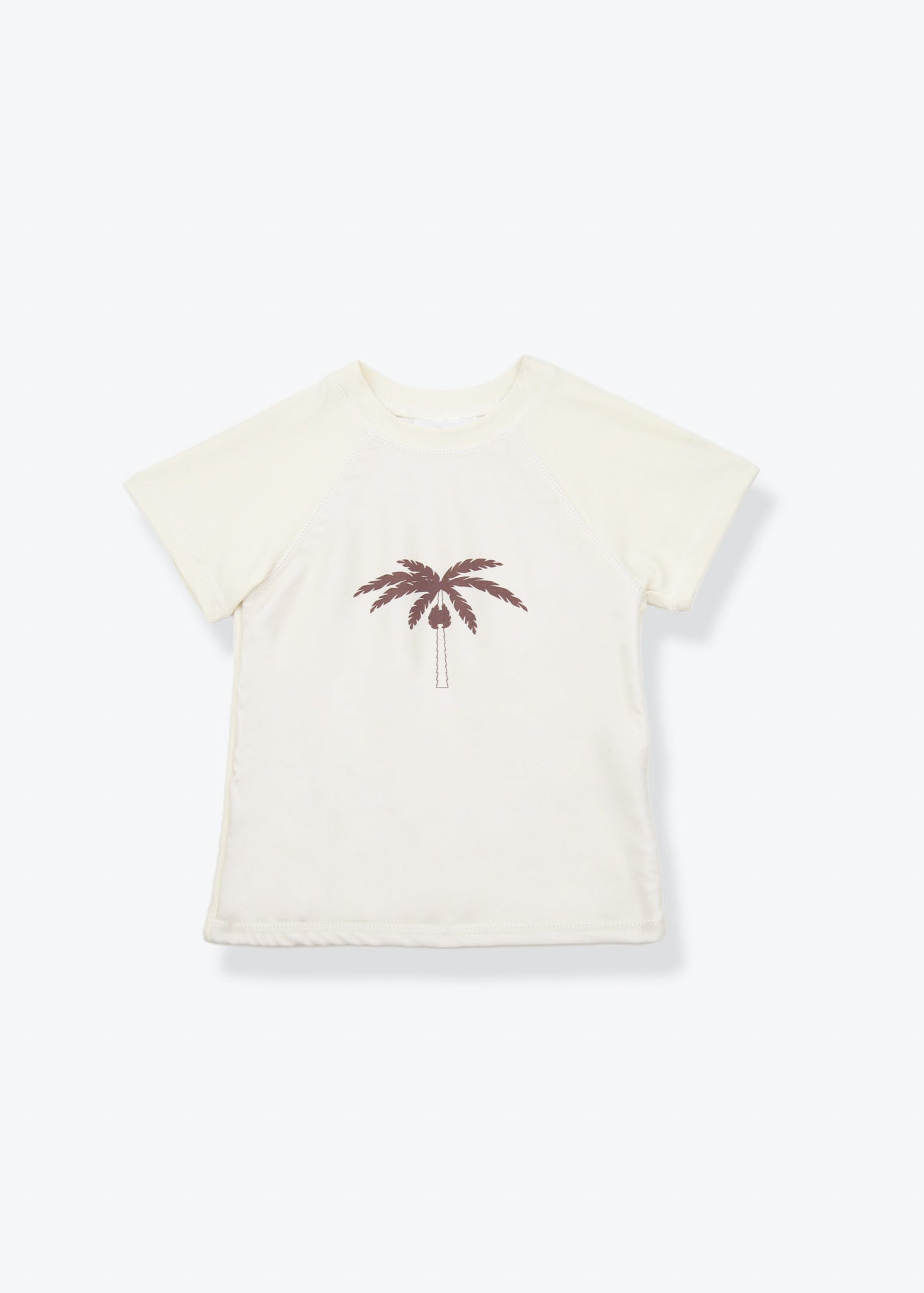 Kids palm tree print short sleeve rashguard – front view