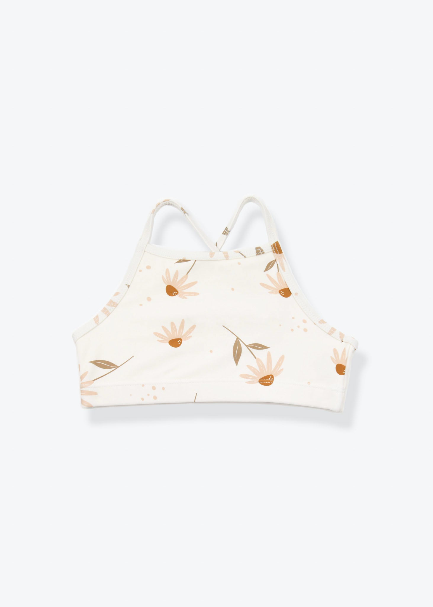 Girls swim top Viola coconut print – front view