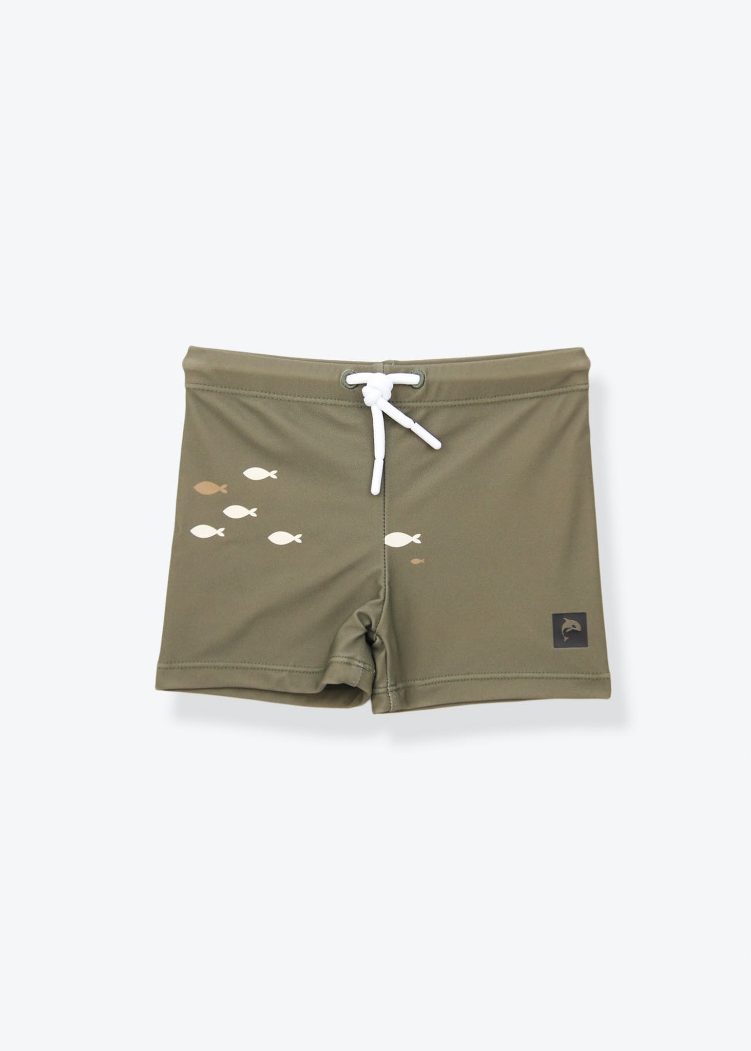 Girls swim boardie shorts Trout Kalamata print – front view