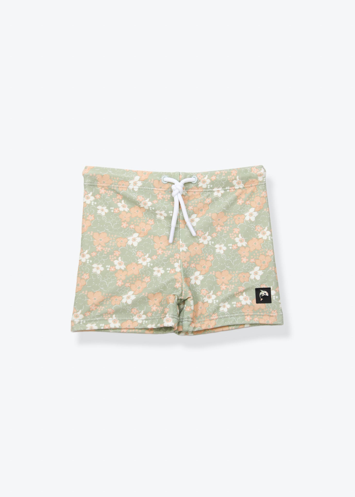 Girls swim boardie shorts Evangelina sage green – front view