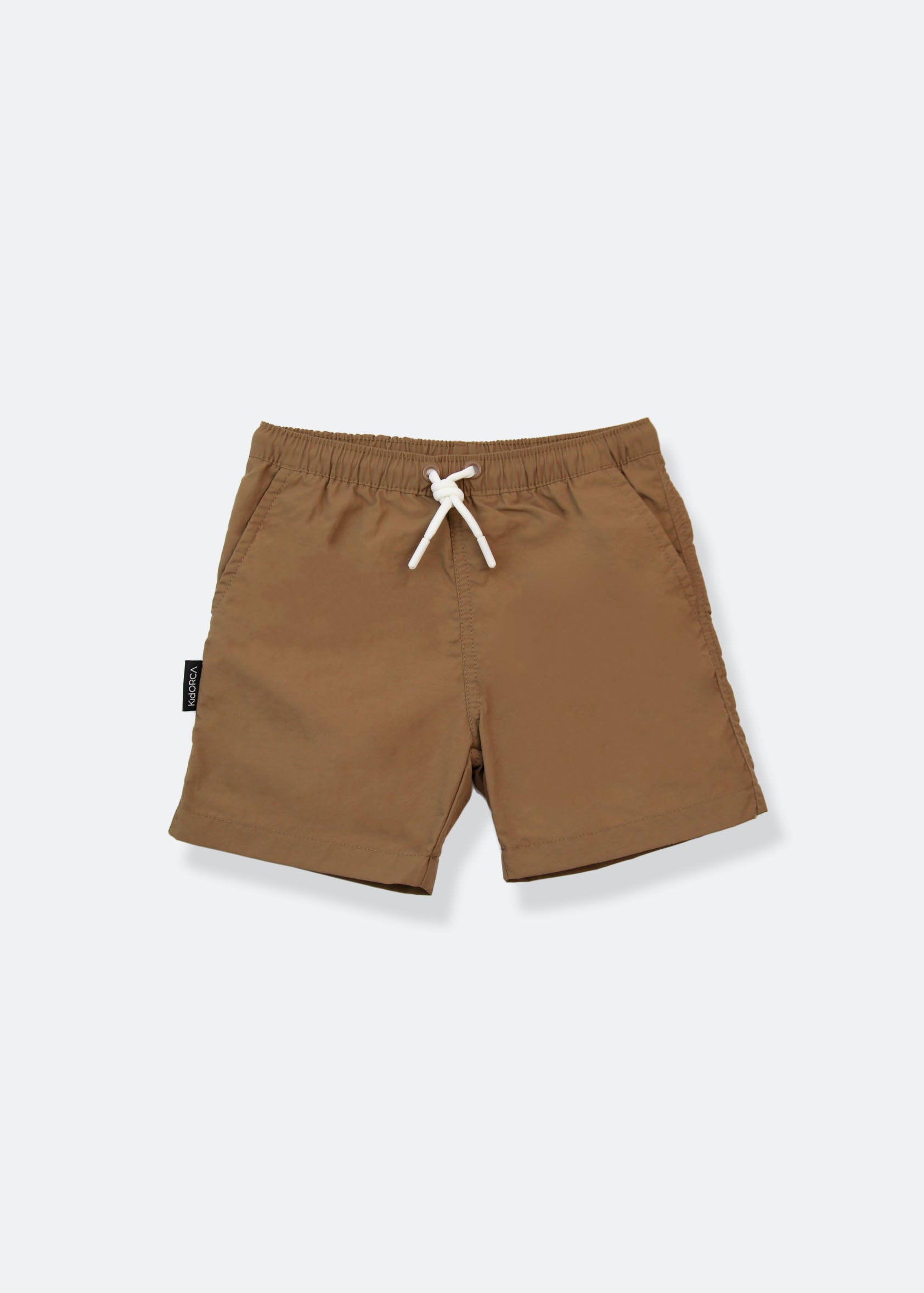 Boys swim trunks in mocha – front view