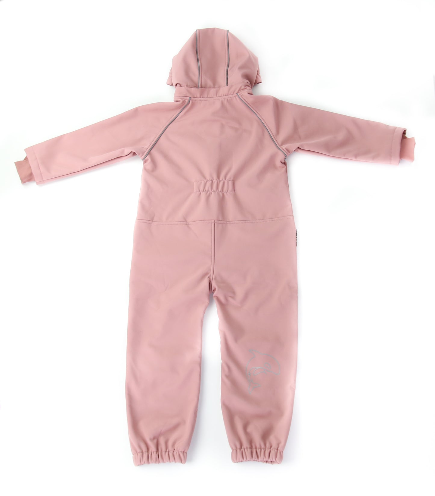 Kids ash-rose softshell overall play suit – back view