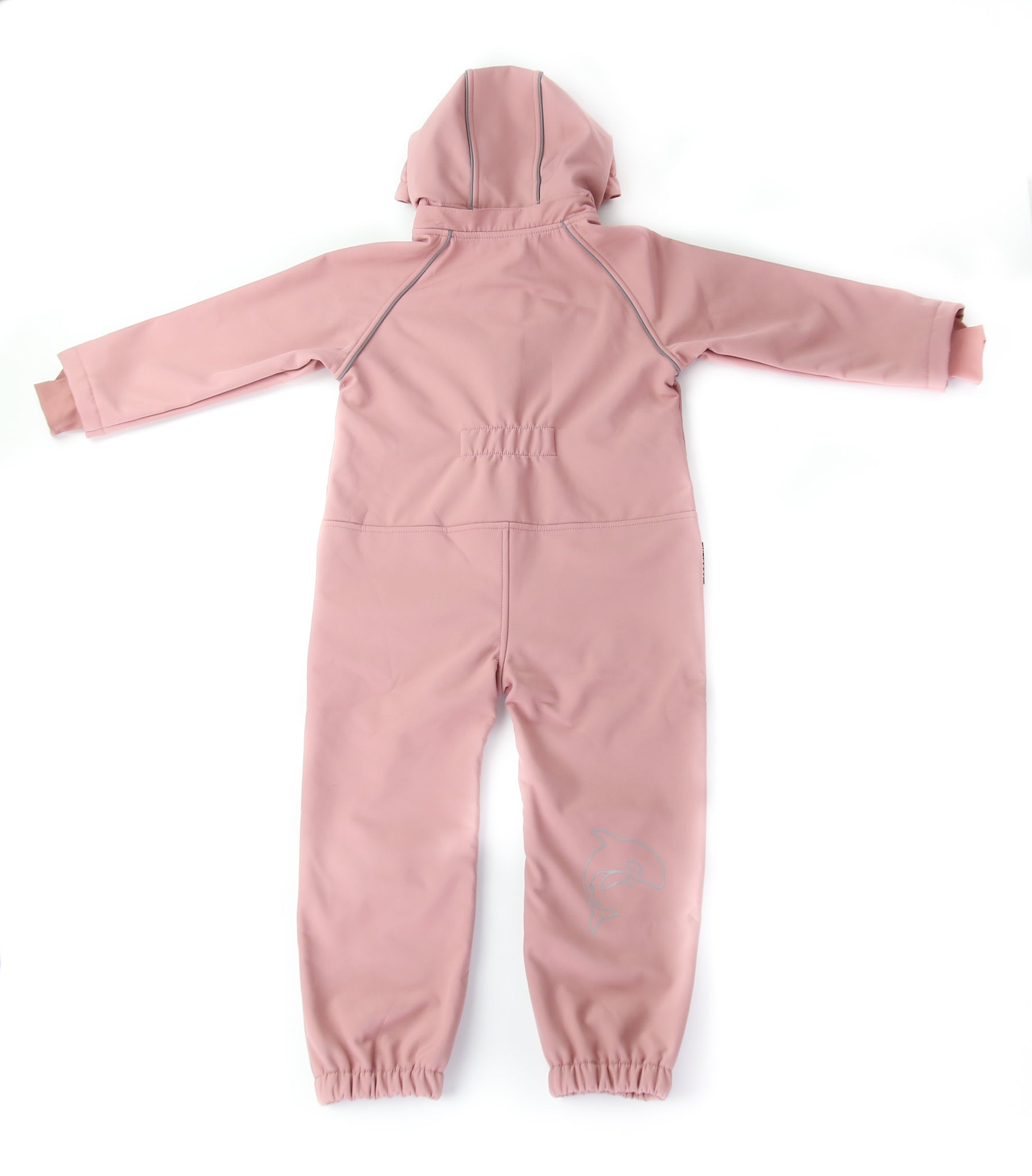 Kids ash-rose softshell overall play suit – back view