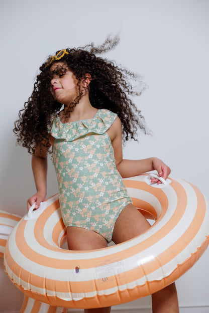 Girls Swimsuit - UPF 50+ Ruffle One-Piece - Evangelina Sage