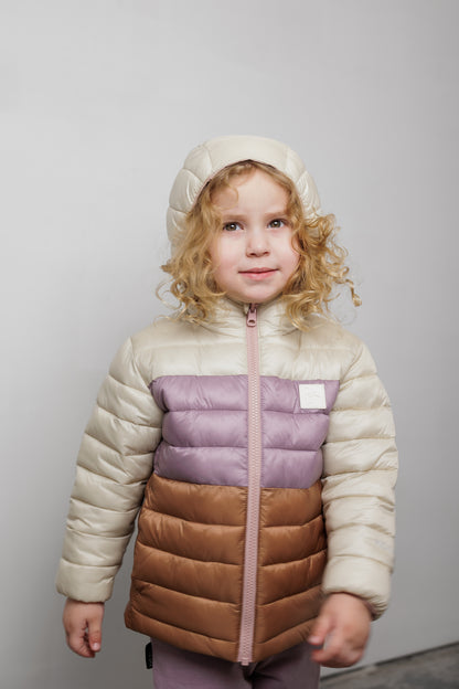 Kids Puffer Jacket - Porteau Reversible Waterproof - Fall/Winter - Dusty Rose