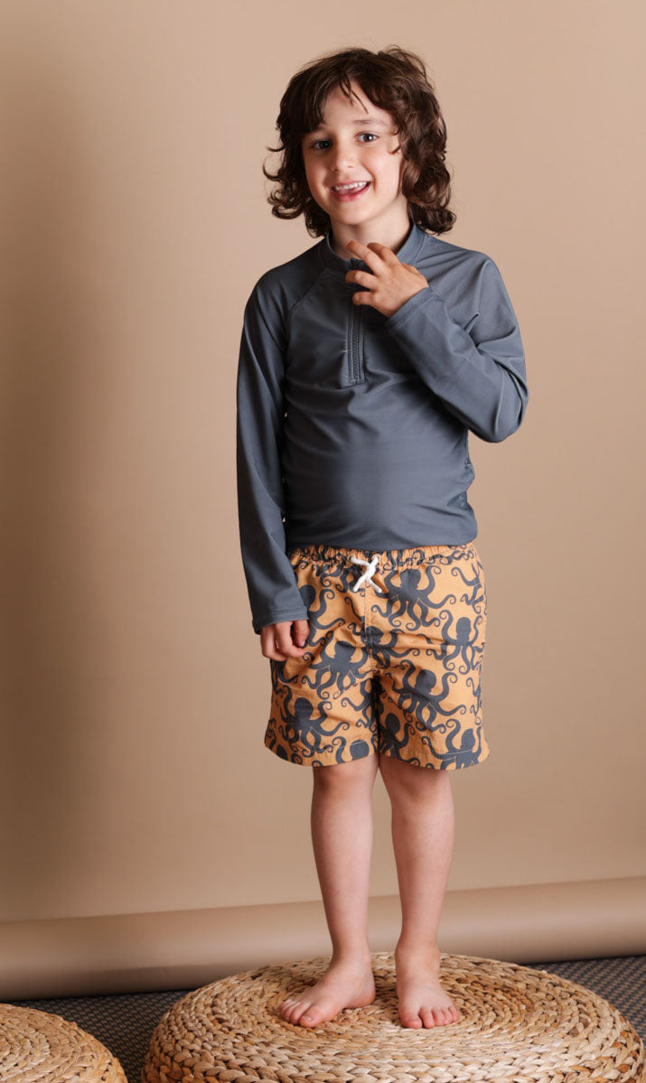 Boys Swim Trunks – Octopus / Desert Sand