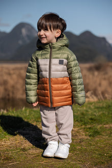 Kids Puffer Jacket - Porteau Reversible Waterproof - Fall/Winter - Dusty Olive