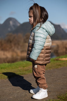 Kids Puffer Jacket - Porteau Reversible Waterproof - Fall/Winter - Blue Haze