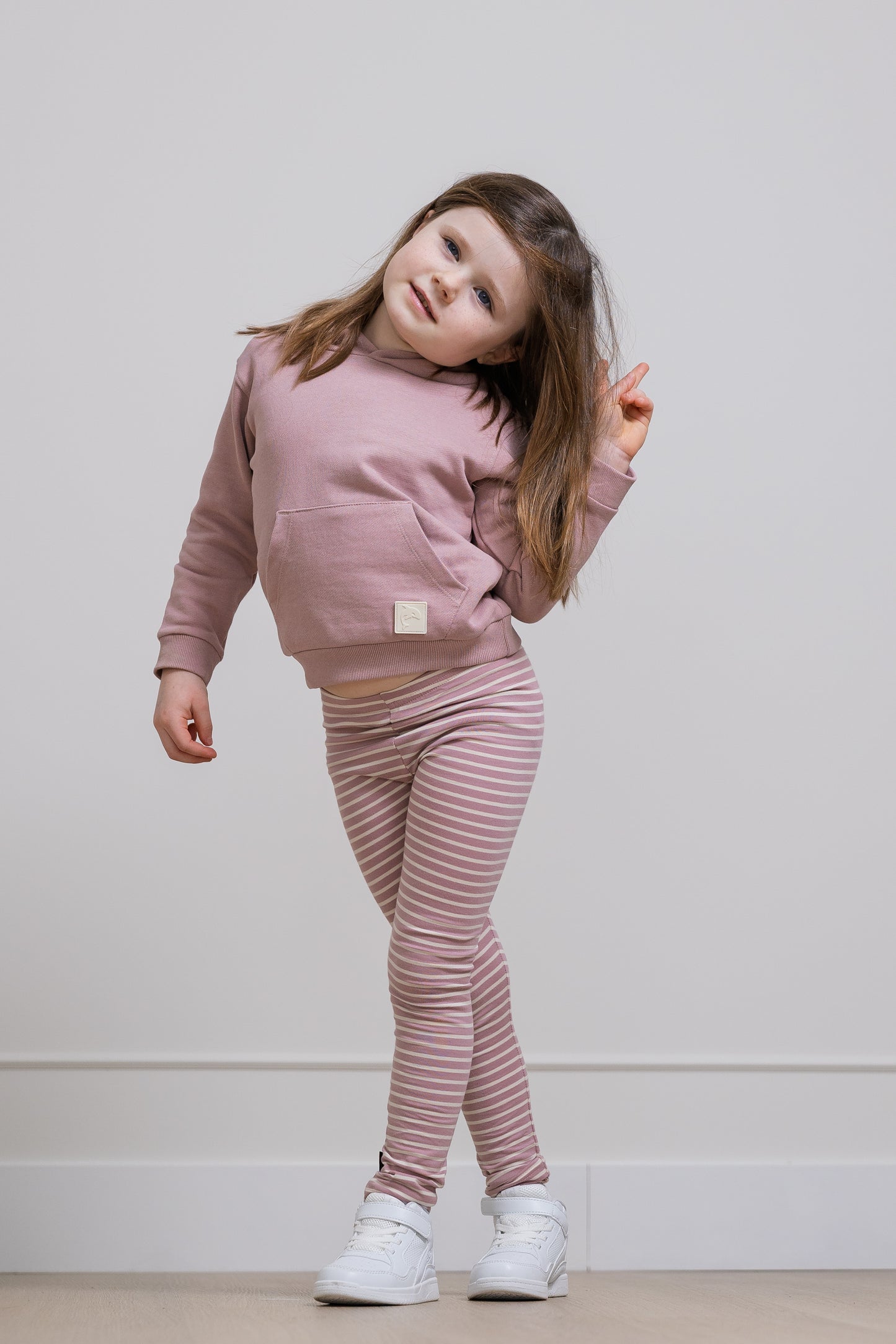 Kids Leggings – Organic Cotton  – Stripe/Mauve