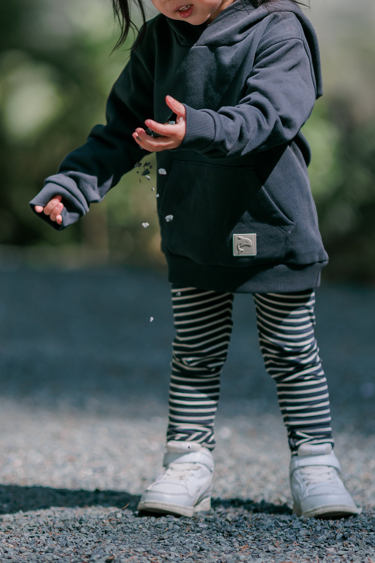 Kids Leggings – Organic Cotton – Stripe/Lava