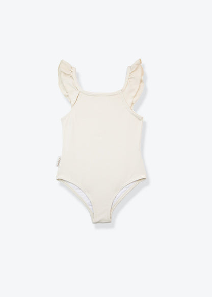 Girls UPF50+ Ruffle Swimsuit  – Almond