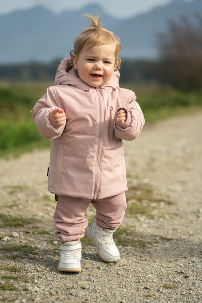 Kids Puffer Jacket - Porteau Reversible Waterproof - Fall/Winter - Dusty Rose
