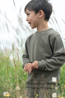 Kids Sweatshirt- Organic French Terry Cotton – Dusty Olive