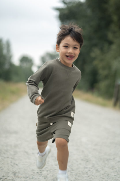 Kids Sweatshirt- Organic French Terry Cotton – Dusty Olive