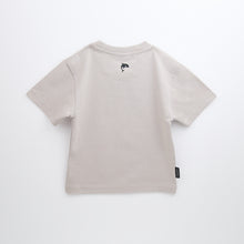 Organic cotton kids tee in dove grey color – back view
