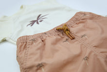 Elastic waistband detail on palm Tuscany boys swim trunks