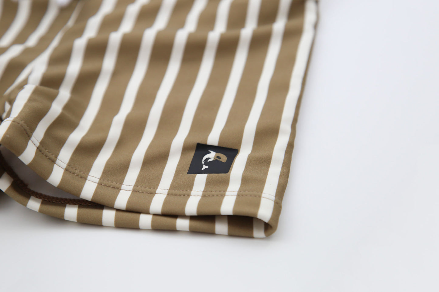 Swim Boardie Shorts _ Stripe / Khaki