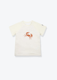 Kids crab-print short sleeve rashguard – front view