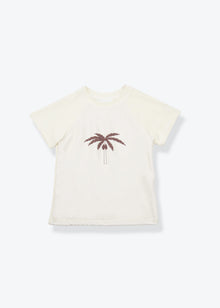 Kids palm tree print short sleeve rashguard – front view
