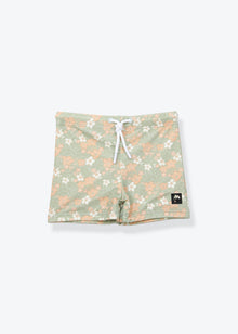 Girls swim boardie shorts Evangelina sage green – front view