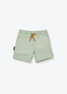 Boys swim trunks sage green – front view