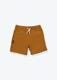 Boys swim trunks in ginger red – front view