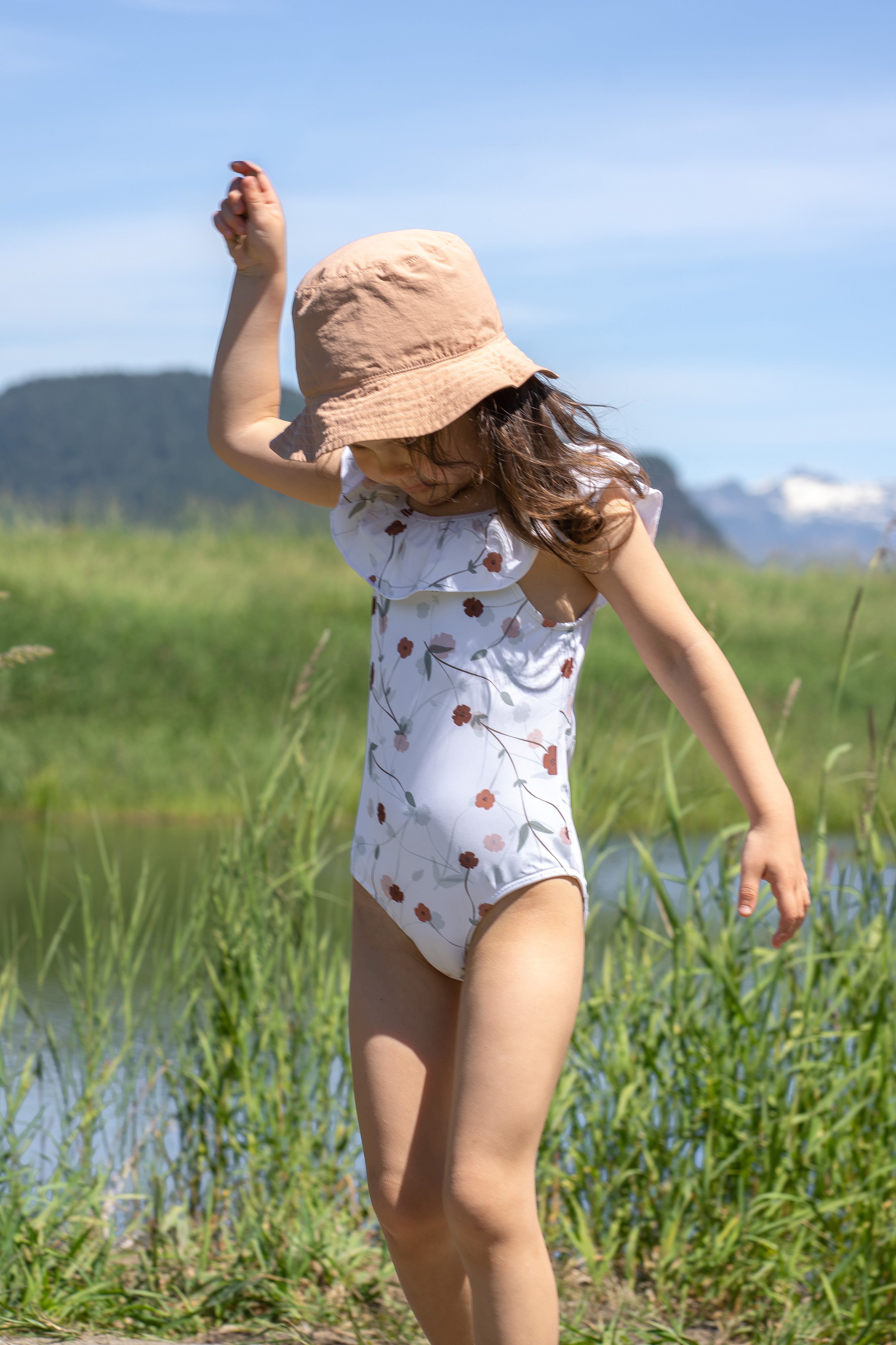 Girls Swimsuit UPF50+ Ruffle One-Piece - Lalliana Coconut