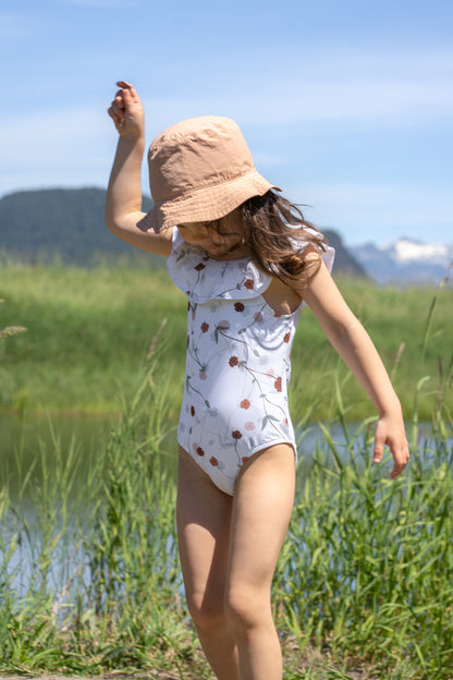 Girls Swimsuit - UPF 50+ Ruffle One-Piece - Lalliana Coconut