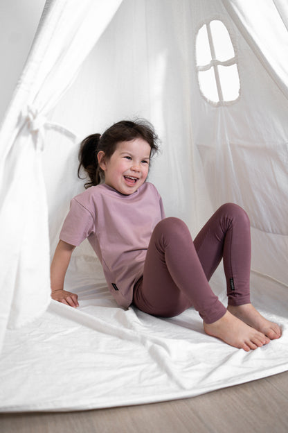 Kids Leggings – Organic Cotton  – Deep Mauve