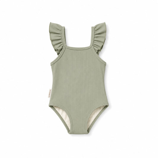 UPF 50+ Textured Ruffle One-Piece Swimsuit - Sage