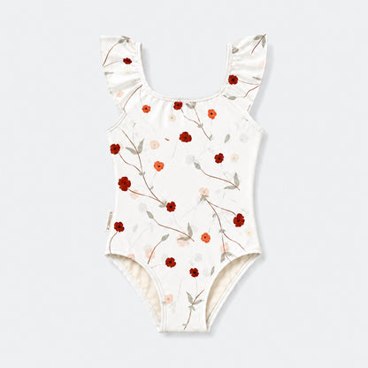 Girls Swimsuit - UPF 50+ Ruffle One-Piece - Lalliana Coconut