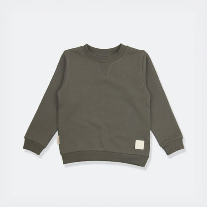 Kids Sweatshirt- Organic French Terry Cotton – Dusty Olive