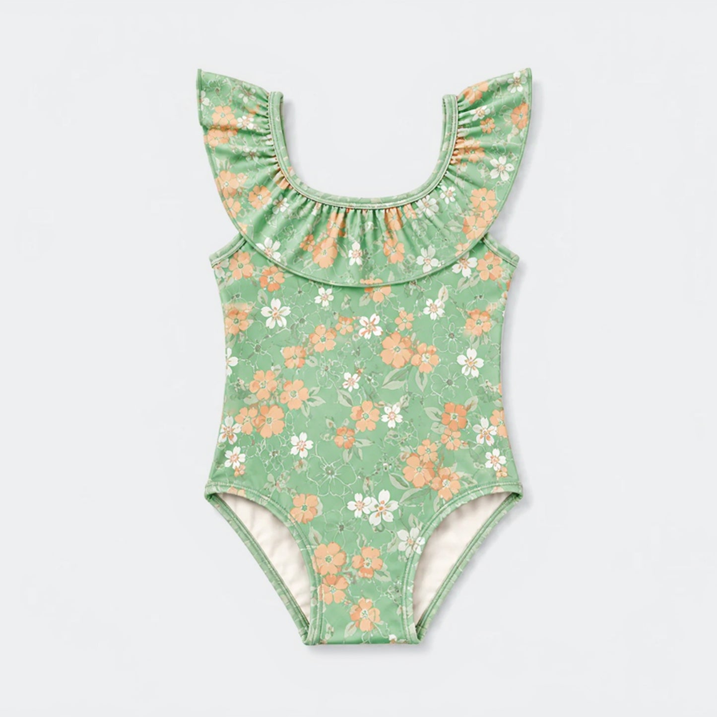 Girls Swimsuit - UPF 50+ Ruffle One-Piece - Evangelina Sage