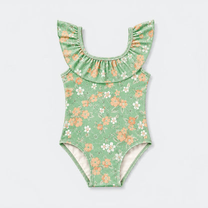 Girls Swimsuit - UPF 50+ Ruffle One-Piece - Evangelina Sage