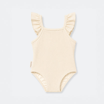 Girls UPF50+ Ruffle Swimsuit  – Almond