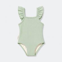 UPF 50+ Textured Ruffle One-Piece Swimsuit - Sage