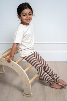 Kids Leggings – Organic Cotton – Stripe/Mocha