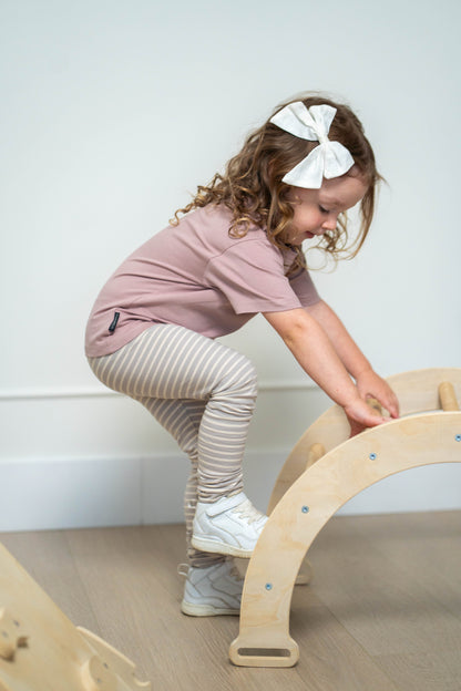 Kids Leggings – Organic Cotton - Stripe/Dove