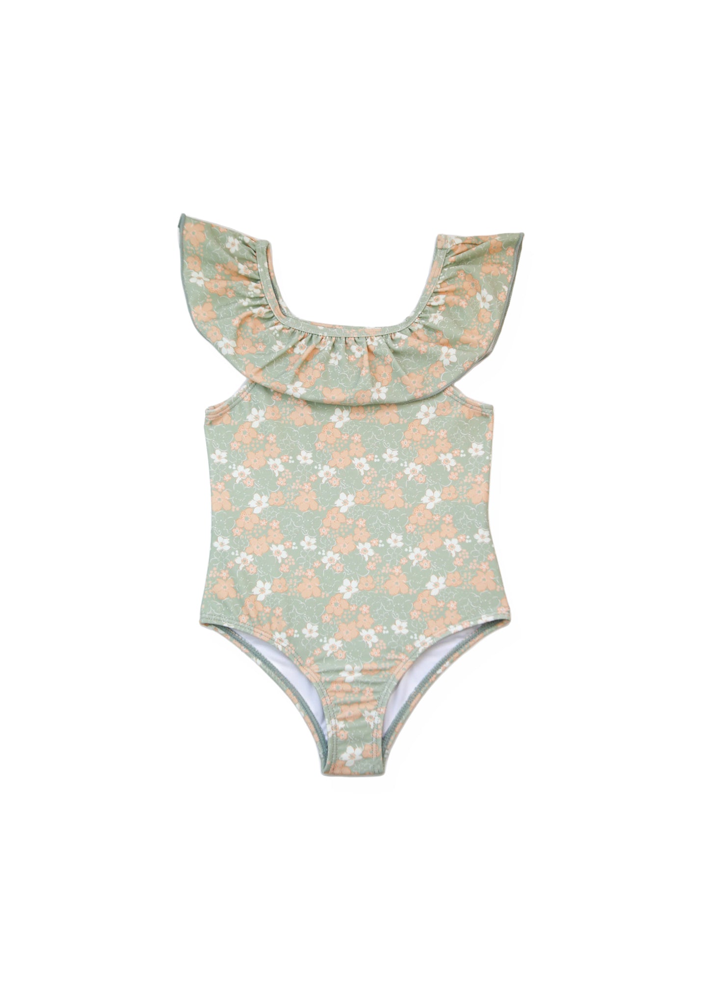 Girls' UPF 50+ Ruffle One-Piece Swimsuit - Evangelina Sage
