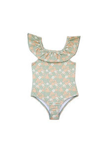 Girls' UPF 50+ Ruffle One-Piece Swimsuit - Evangelina Sage