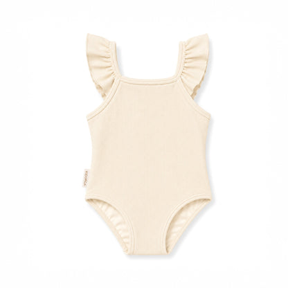 Girls UPF50+ Ruffle Swimsuit  – Almond
