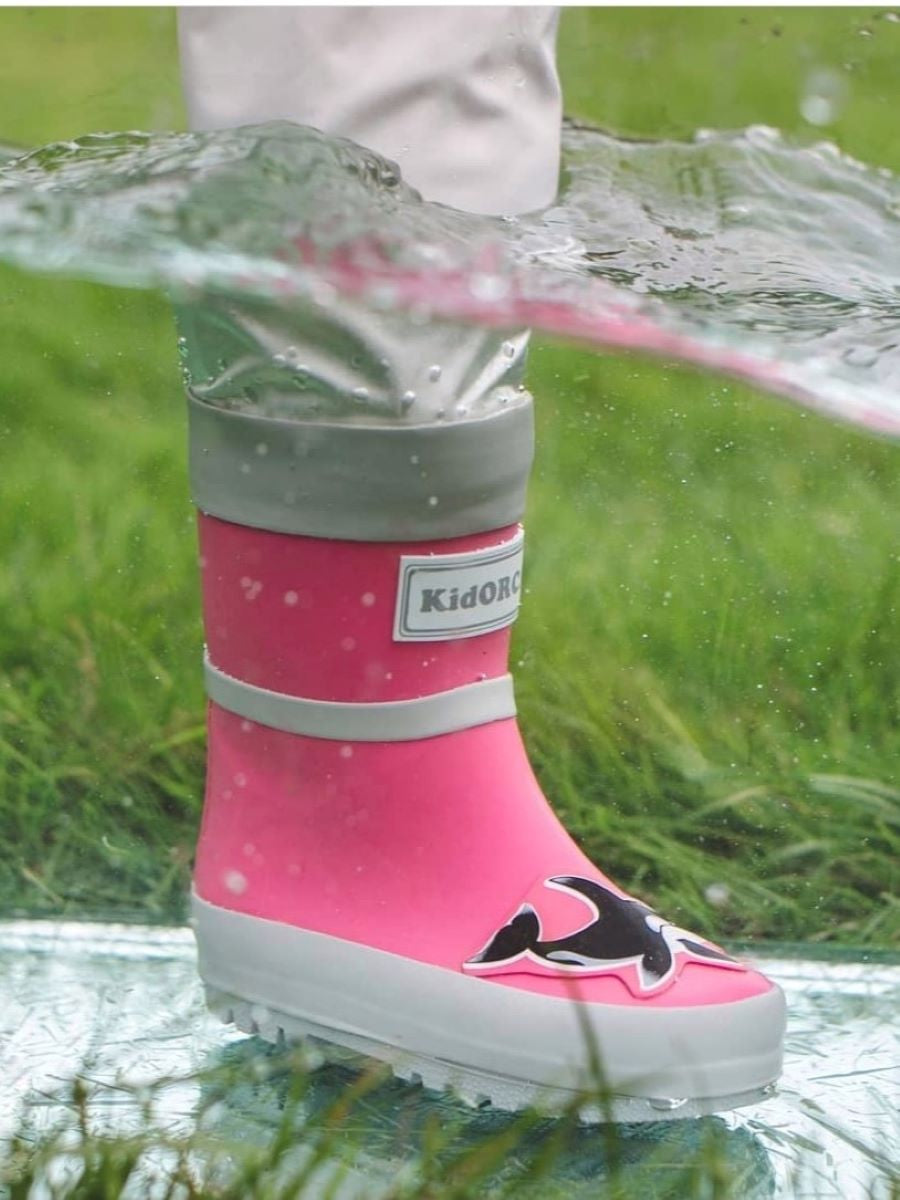 KidORCA Kids Rain Boots with Above Knee Waders _ Pink