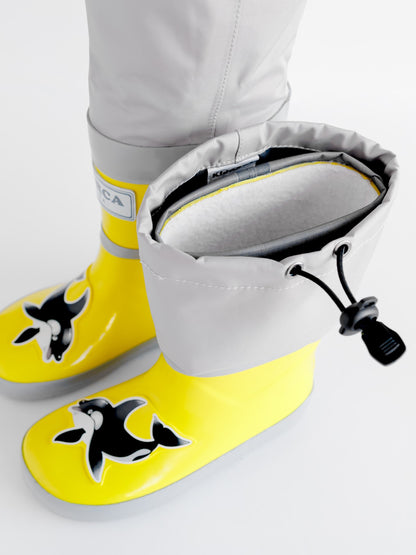 KidORCA Kids Rain Boots with Above Knee Waders _ Yellow