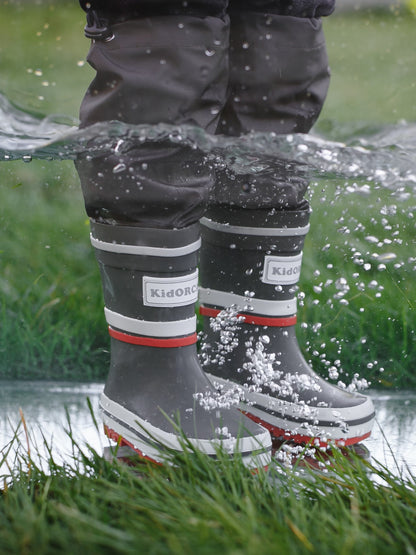 KidORCA Kids Rain Boots with Above Knee Waders _ Grey