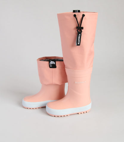 KidORCA Kids Rain Boots with Above Knee Waders _ Coral