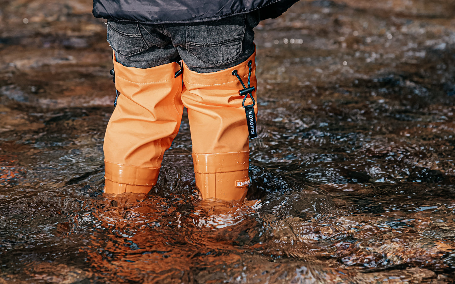 KidORCA Kids Rain Boots with Above Knee Waders _ Cheddar