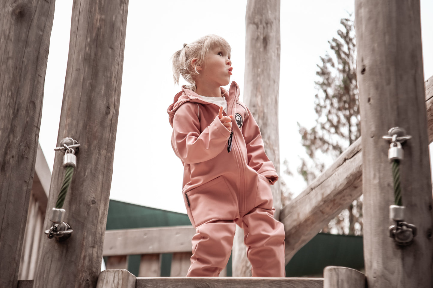 KidORCA Kids Softshell Overall Play Suit _ Ash Rose