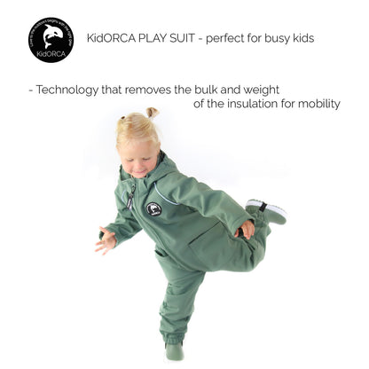 KidORCA Kids Softshell Overall Play Suit _ Olive